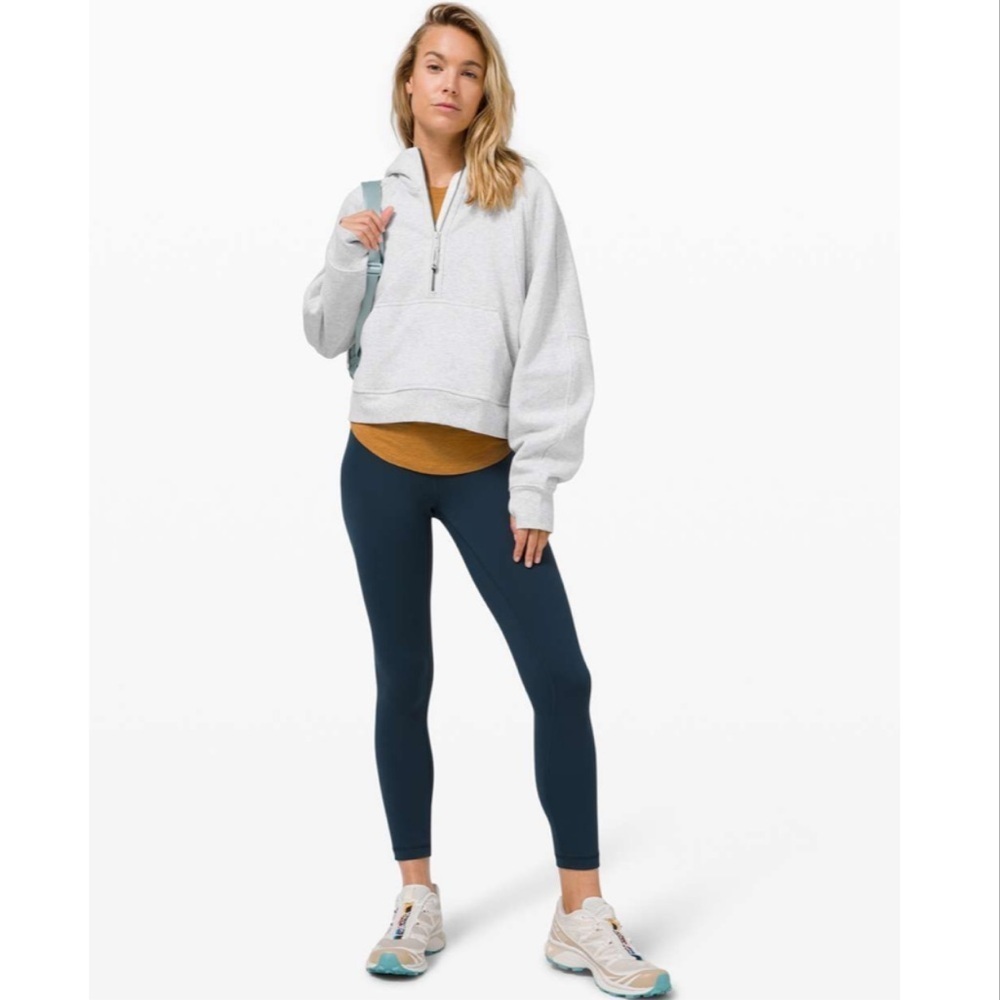 Lululemon Scuba Oversized 1/2 Zip Hoodie Heathered Core Ultra Light Grey XS/S - Picture 4 of 14